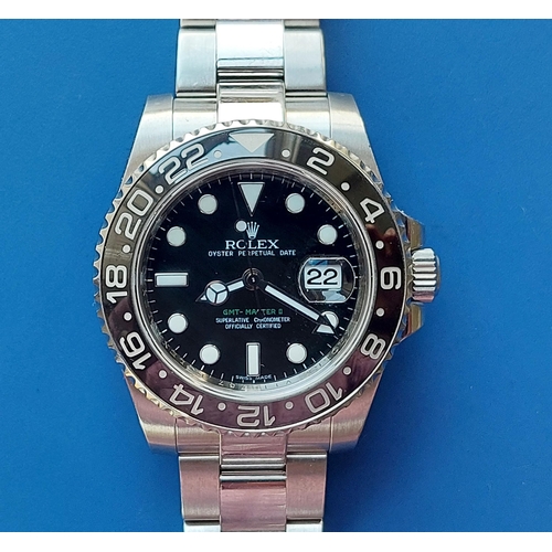 120 - A boxed gent's stainless steel Rolex GMT-Master II Oyster Perpetual Date wrist watch Ref.116710LN, t... 