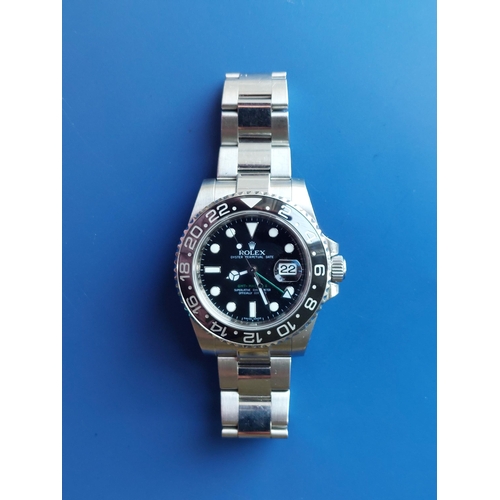 120 - A boxed gent's stainless steel Rolex GMT-Master II Oyster Perpetual Date wrist watch Ref.116710LN, t... 