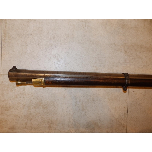 67 - A 19thC percussion lock rifle with slightly flared octagonal barrel - 'LEIG 1833',  50