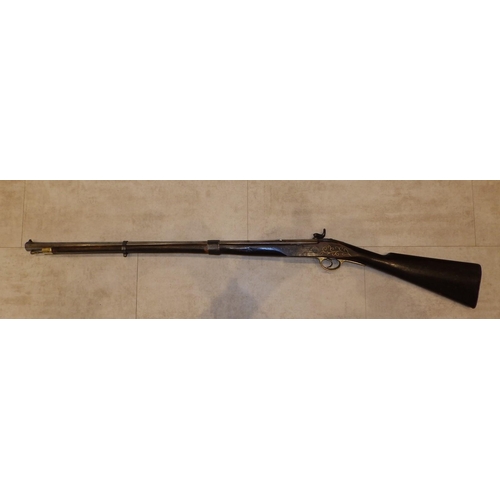 67 - A 19thC percussion lock rifle with slightly flared octagonal barrel - 'LEIG 1833',  50