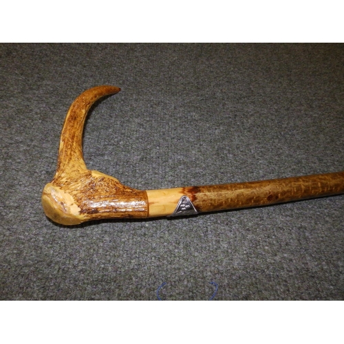 69 - An alpine walking stick with horn handle, 48