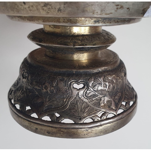 97 - A Chinese export silver tazza, decorated birds, 6.75