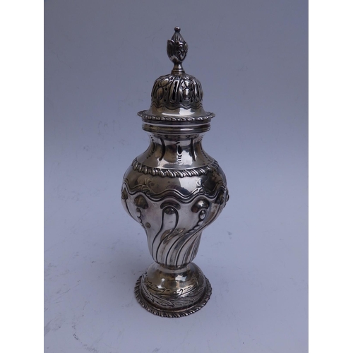 102 - A late Victorian rococo revival style silver sugar caster - EH, London  1893,  8