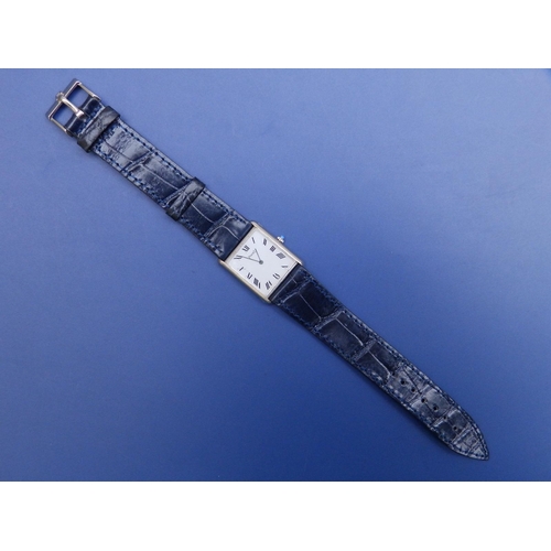 118 - A gent's 18ct white gold Piaget tank wrist watch, the rectangular white dial with Roman numerals, sa... 