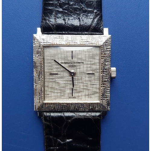 119 - A gent's 18ct white gold Vacheron & Constantin watch , having matrix textured front and square silve... 