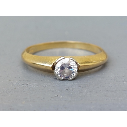 155 - A diamond solitaire ring, the brilliant cut stone weighing approximately 0.50 carat in closed settin... 