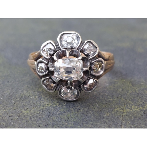 166 - A Georgian diamond open cluster ring.  Finger size G.