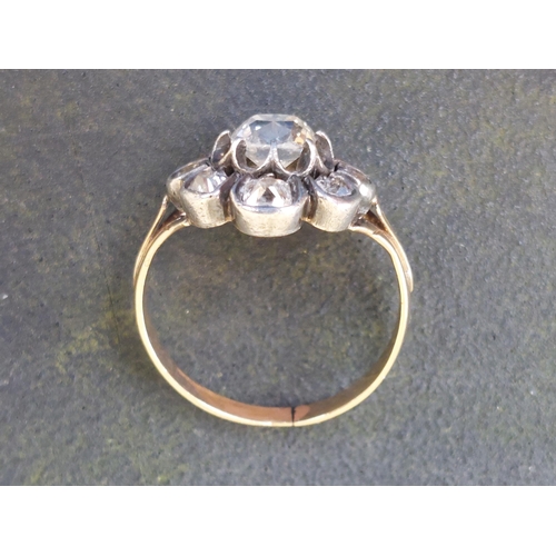 166 - A Georgian diamond open cluster ring.  Finger size G.