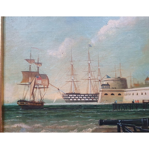 10a - Brian Coole (British/American 1939-2022) - oil on canvas - A historical view of Portsmouth Harbour w... 