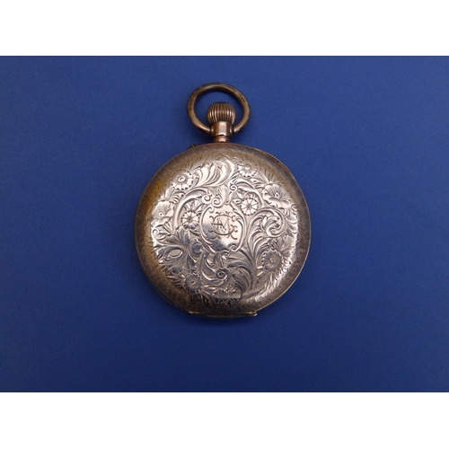 134 - A 14ct gold open faced pocket watch, case diameter 39mm with 16