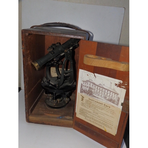 93c - An early 20thC boxed theodolite by Buff & Buff, Boston, Mass.