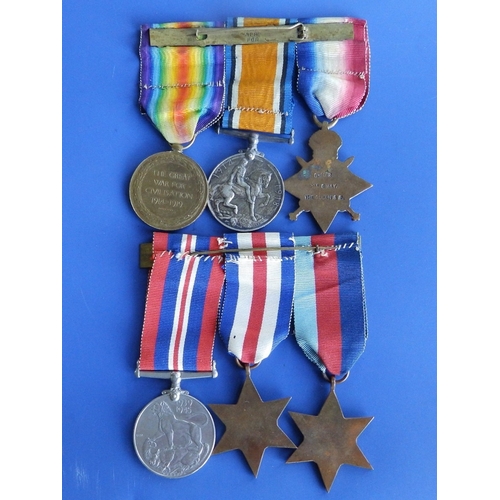 90a - A WWI medal trio awarded to G 1012 Cpl. C. May, The Queen's R. together with a WWII medal trio award... 