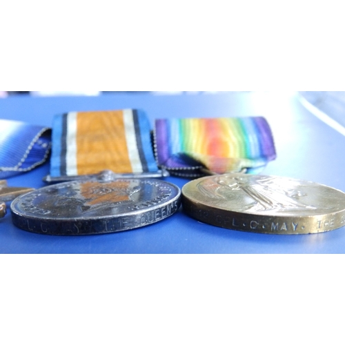 90a - A WWI medal trio awarded to G 1012 Cpl. C. May, The Queen's R. together with a WWII medal trio award... 