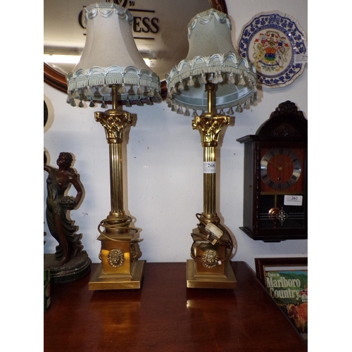 268 - PAIR CORINTHIAN PILLARED TABLE LAMPS*