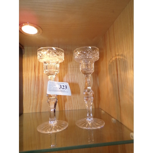 323 - PAIR CRYSTAL CANDLE HOLDERS