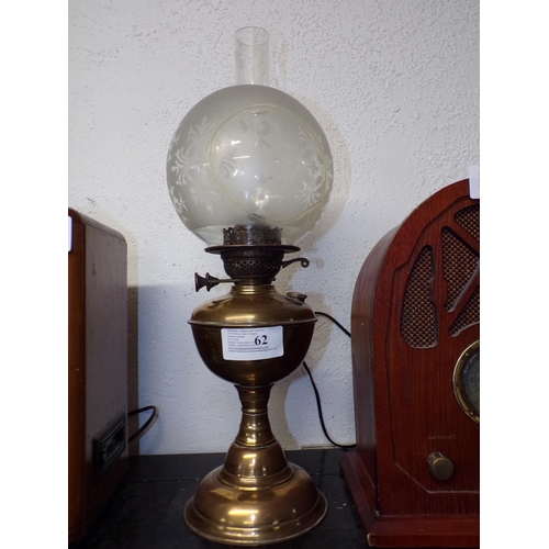 62 - OIL LAMP (DAMAGED SHADE)