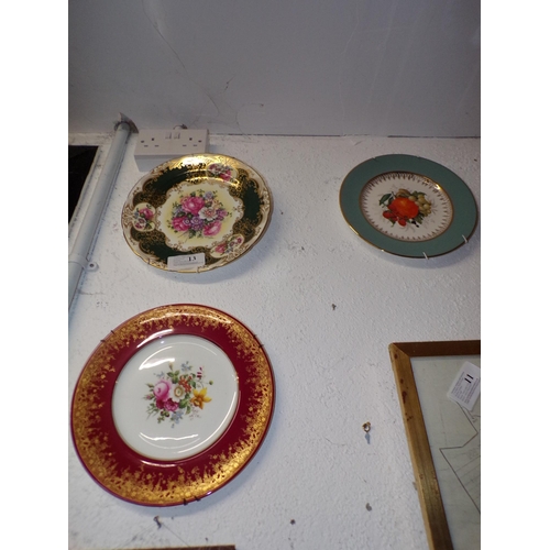 13 - 3 DEOCORATIVE FLORAL WALL PLATES