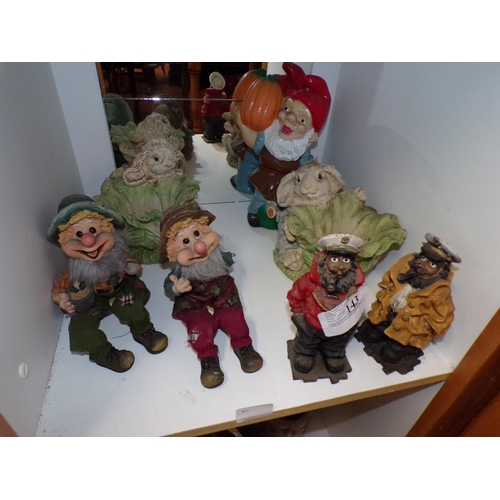 143 - SHELF - GNOMES & VARIOUS FIGURES