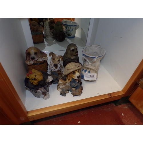 144 - SHELF - DOG ORNAMENTS ETC.