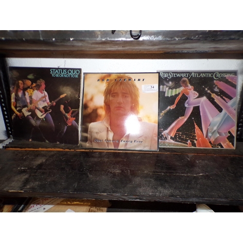 34 - SEECTION OF ROD STEWART & STATUS QUO LPs