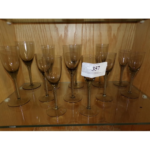 357 - 1970's SMOKED STEMMED WINE GLASSES