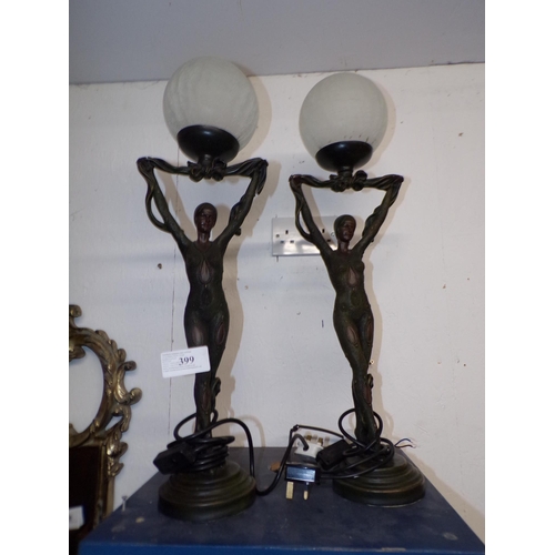 399 - PAIR ART DECO FORM TABLE LAMPS*