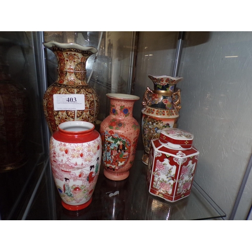 403 - 5 ORIENTAL VASES