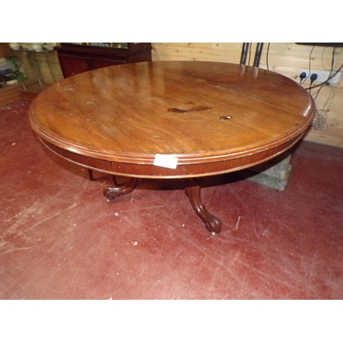 409 - VICTORIAN CIRCULAR POD TABLE IN MAHOGANY 4'6