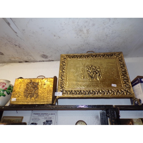 41 - EMBOSSED BRASS FIRESCREEN & MAGAZINE RACK