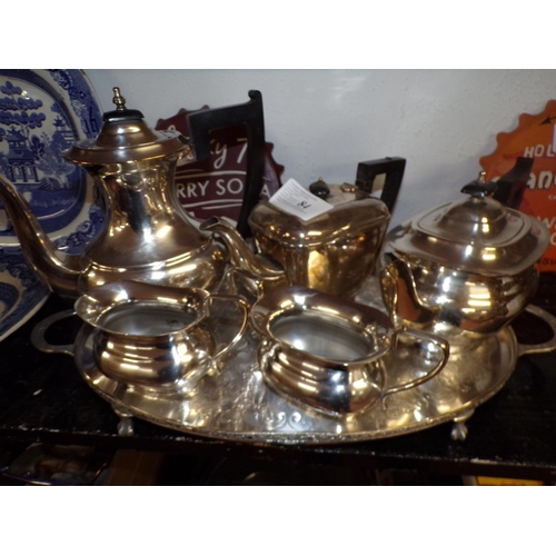 84 - EDWARDIAN SILVER PLATED SERVICE ON TRAY