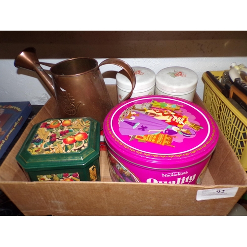 92 - BOX - COPPER WATERING CAN ETC.