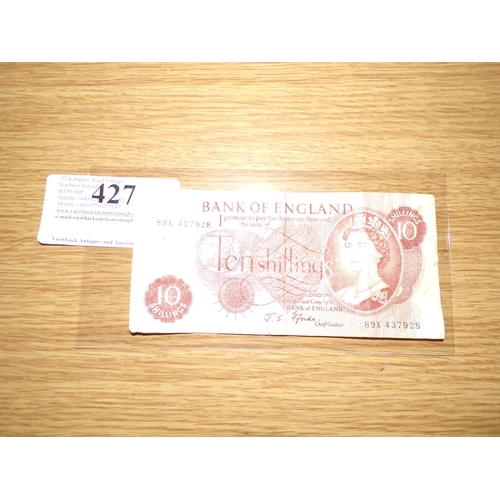 427 - BRITISH 10 SHILLING NOTE