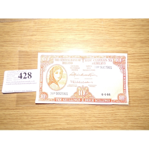 428 - IRISH 10 SHILLING NOTE