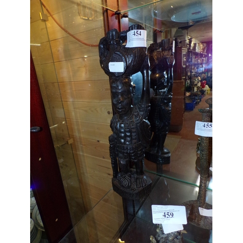 454 - AFRICAN BLACKWOOD CARVING OF TRIBAL FIGURE (NORTHERN NIGERIA)