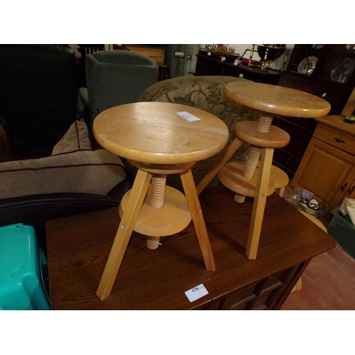 477 - PAIR ADJUSTABLE PINE STOOLS