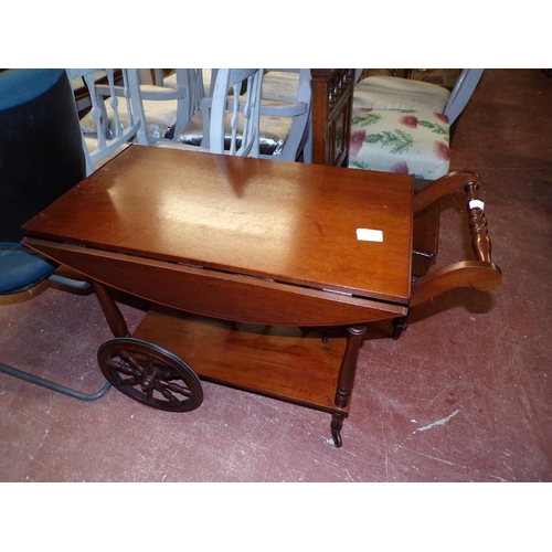 502 - MAHOGANY SERVING TROLLEY