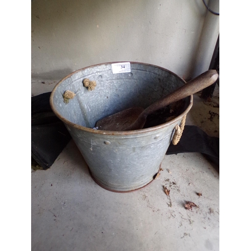 34 - GALVANISED BUCKET & SHOVEL