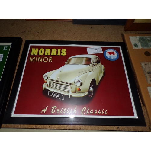 56 - MORRIS MINOR FRAMED ADVERT