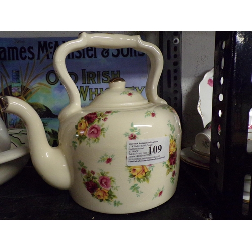 109 - STAFFORDSHIRE CERAMIC KETTLE