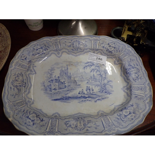 186 - 19thC. BLUE/WHITE PLATTER