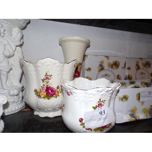 93 - 3 FLORAL PATTERN VASES