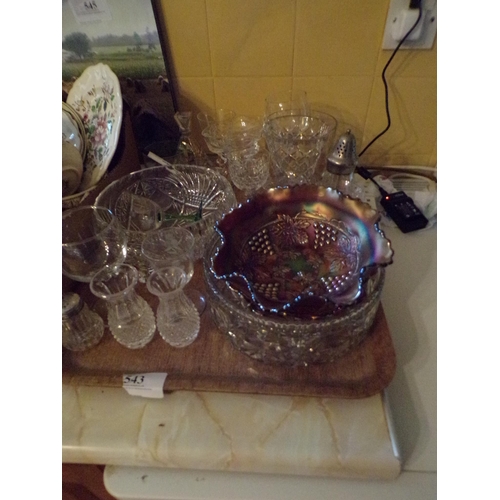 543 - TRAY - ASSORTED GLASSWARE