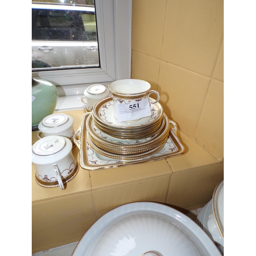 551 - PART TEA SET - CROWN BONE CHINA