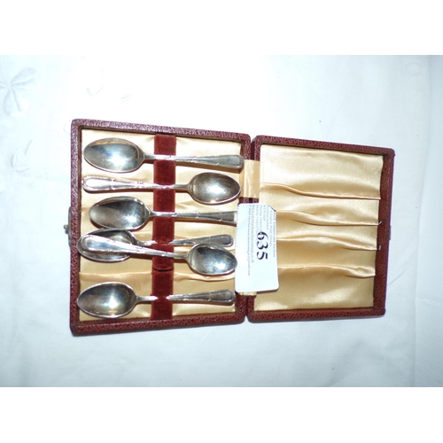 635 - CASED SET SILVER TEASPOONS SHEFFIELD 1912