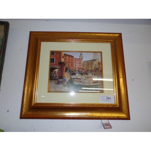 201 - GOLD FRAMED HARBOUR PICTURE