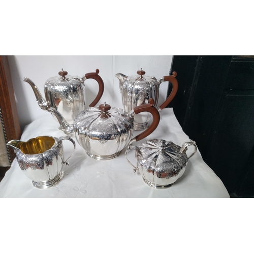 490 - DUBLIN SILVER TEA SET (1971 BY IRISH SILVER LTD.) APPROX 140 t oz)