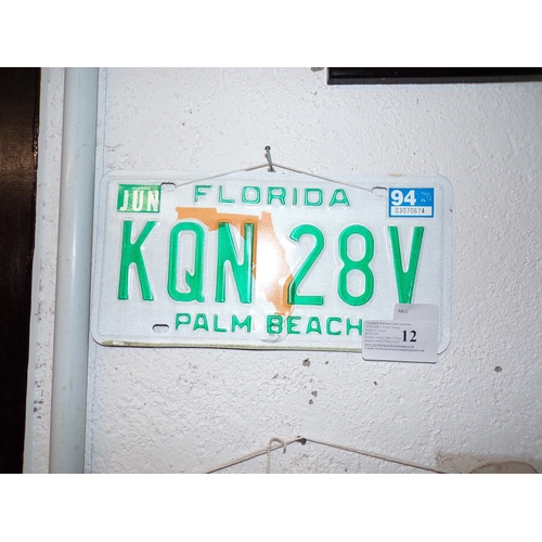 12 - PALM BEACH NUMBER PLATE