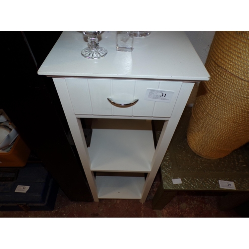 31 - WHITE BATHROOM SHELVING WITH DRAWER