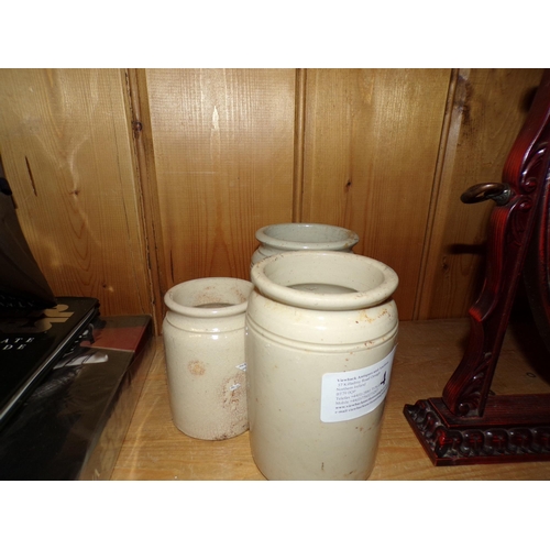 4 - 3  VICTORIAN STONEWARE JAM POTS