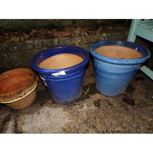 454 - PAIR TALL BLUE PLANTERS